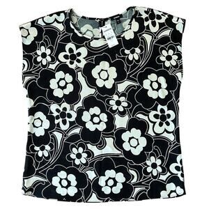 NWT Express Cap Sleeve Floral Print Black & Cream Top Small